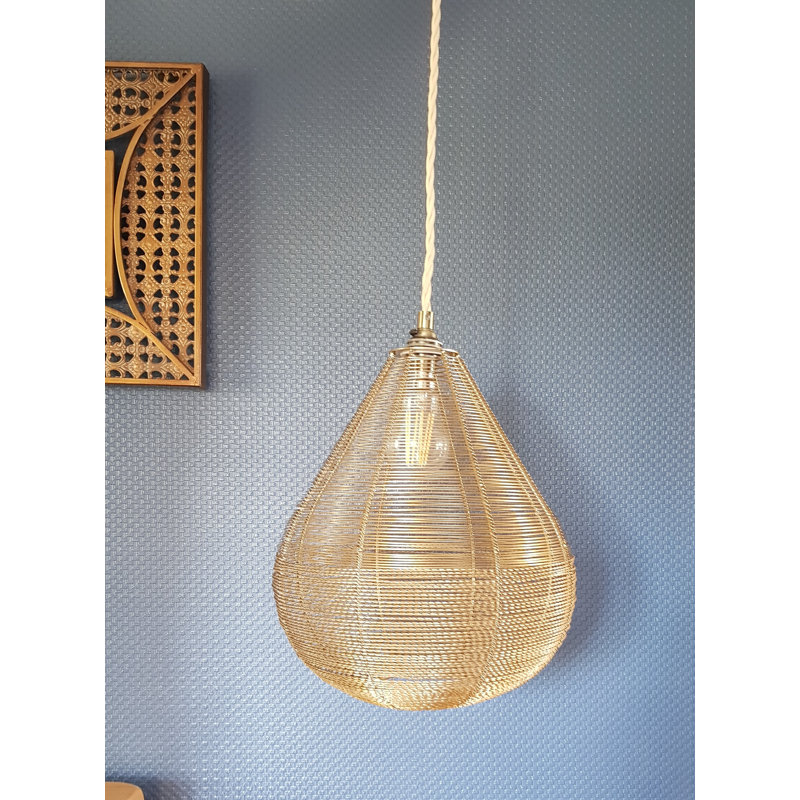 30cm H Metal Oval Pendant Shade ( Screw On ) in Brass