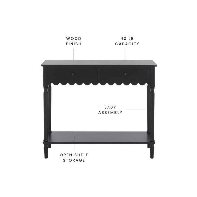 Petite console 2 tiroirs Ferda Haven, Noir mat