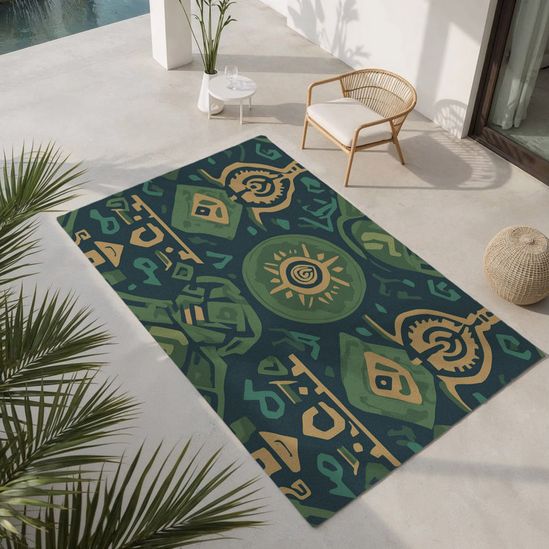 Tapis intérieur et extérieur Ancient Navigator, Rectangle 1'6" x 2'6"