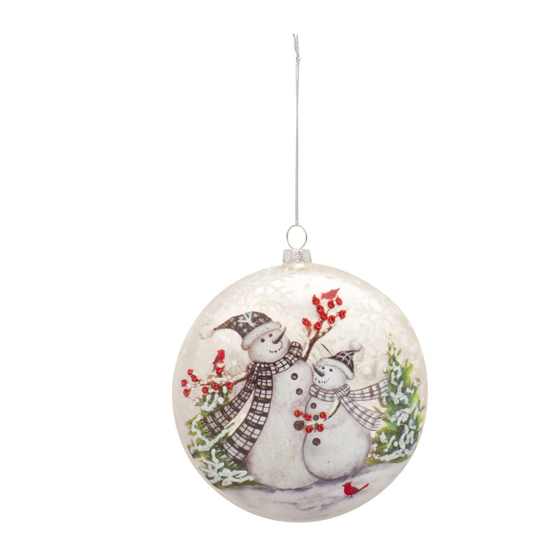 Ornement boule de verre bonhomme de neige