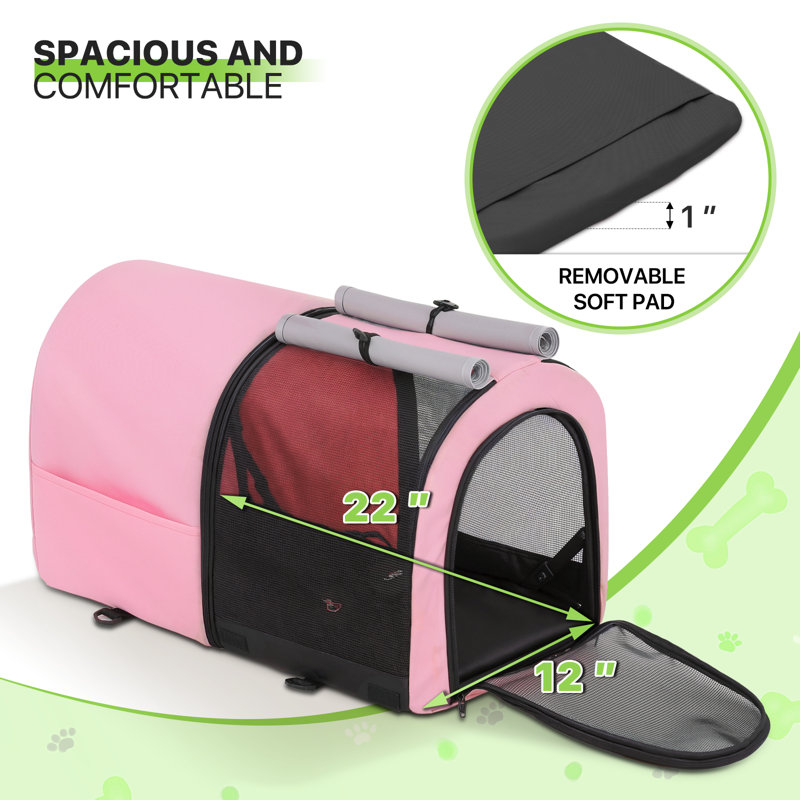 Pink and Gray 4-in-1 Folding Double Pet Stroller for Small to Medium Dogs and Cats