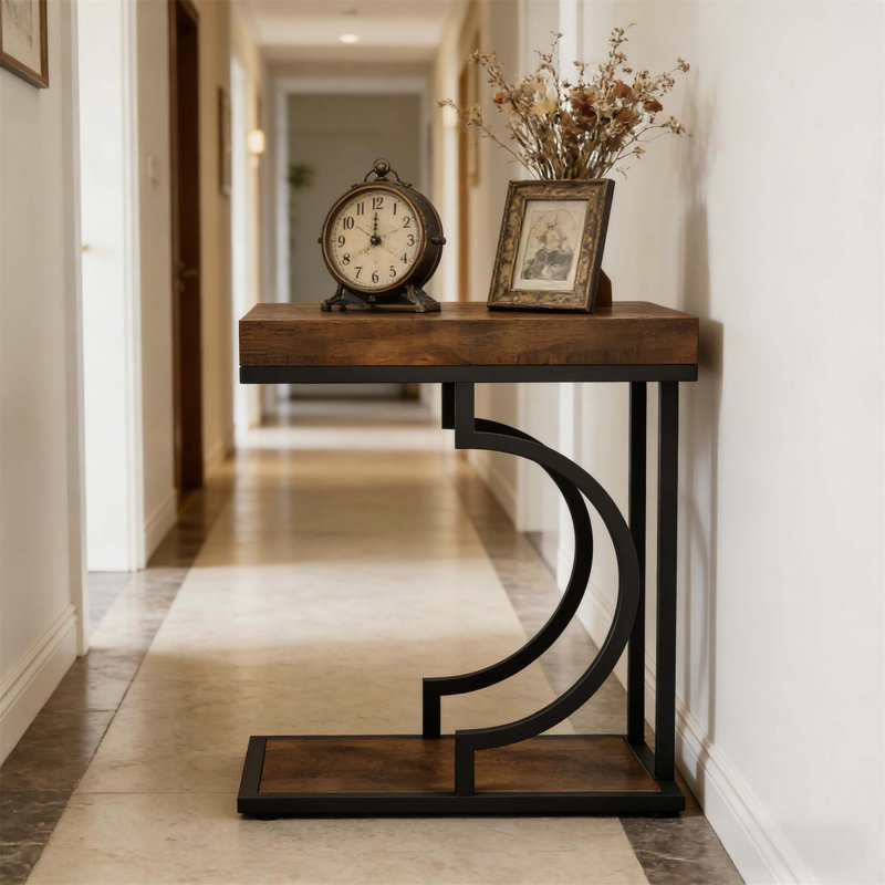 Table de bout compacte en demi-cercle, élégance moderne pour les petits espaces, décoration robuste et polyvalente