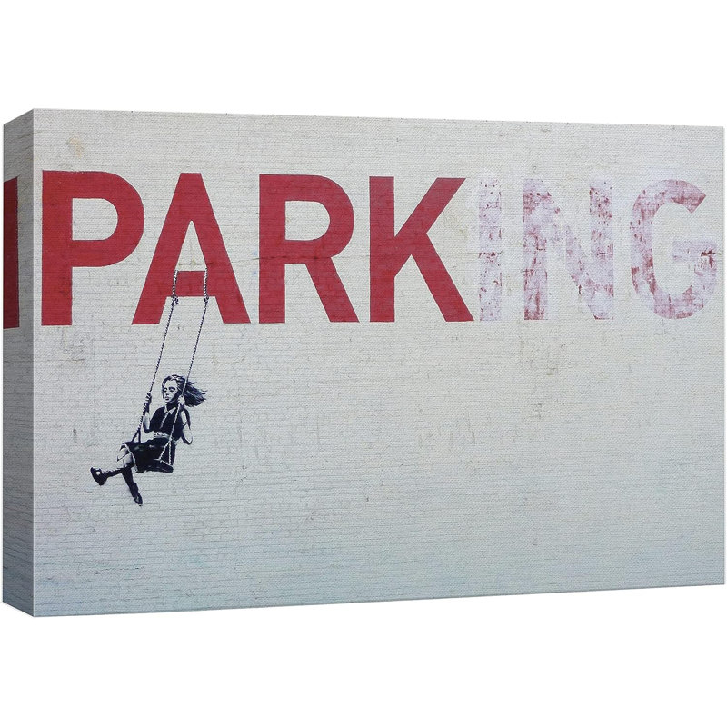 «Banksy Little Girl On Swing Dessous», Toile tendue, H 12 po x l 18 po x P 1,5 po