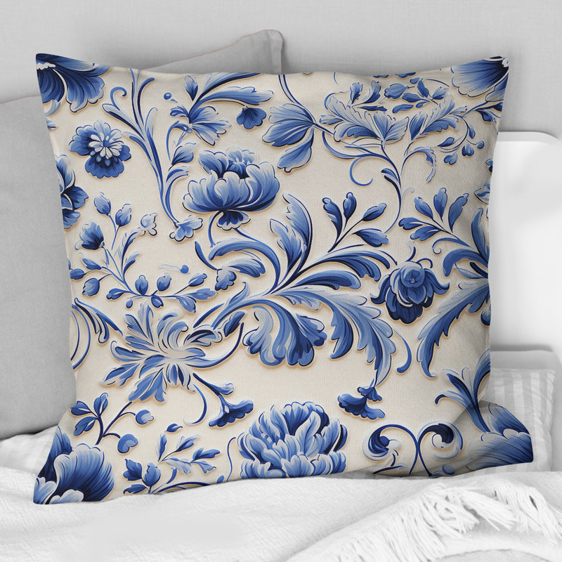 Coussin Blue Renaissance, H 18 po x l 18 po