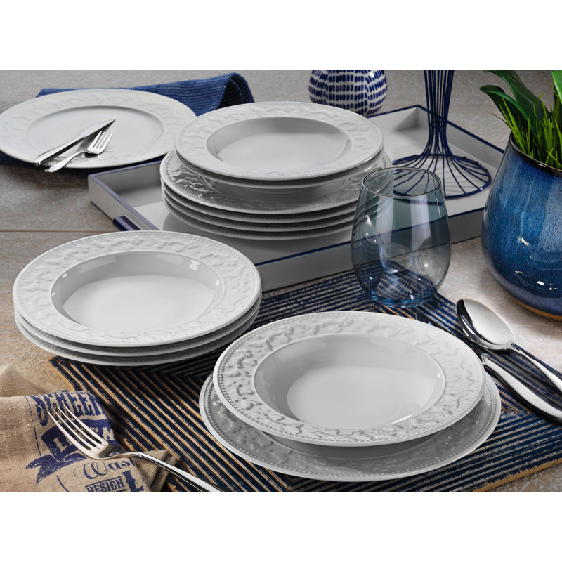 Genoa Porcelain China Dinnerware Set 24 Piece - Service for 6