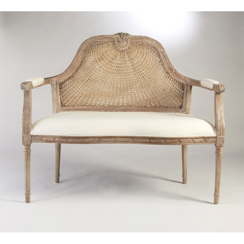 Moyne Linen Square Arm Settee, Pickled