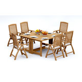4 Seats 5 Pcs Grade-A Teak Wood Dining Set: 60" Square Rectangle Butterfly Table And 4 Ashely Folding Reclining Arm Chairs #11AS1404