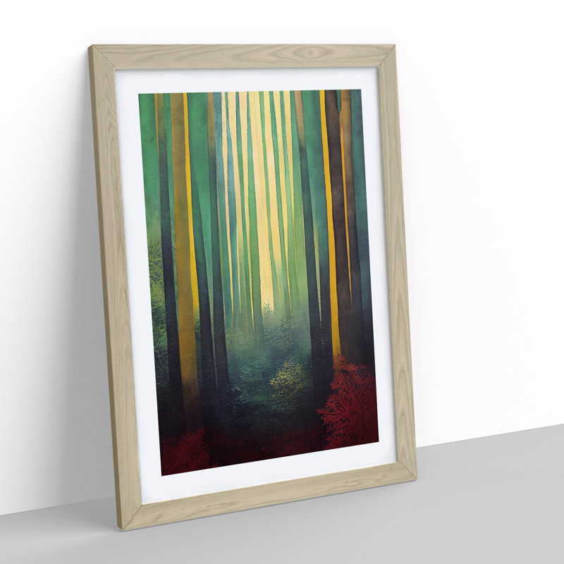 Forest No.6 - Single Picture Frame Painting, 34cm H x 25cm W x 2cm D, Oak
