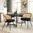 19.3" H Boucle Fabric Upholstered Modern Dining Chairs With Black Metal Frame and Cane Back-627499821-610176290
