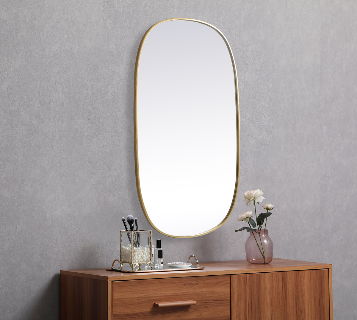 Bertin Metal Oval Wall Mirror, Brass, 48"  x 30" 