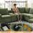 Pull-Out Sofa With Storage Chaise, Upholstered Couch With Console-478435180