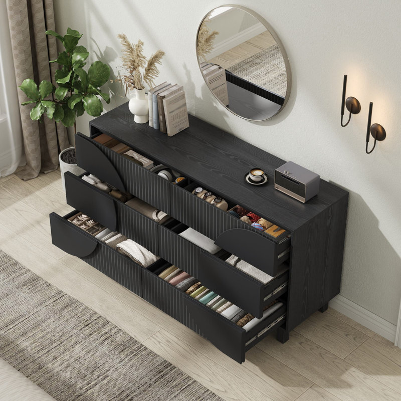 Buffet 60 "à 6 tiroirs Kira, Noir carbone