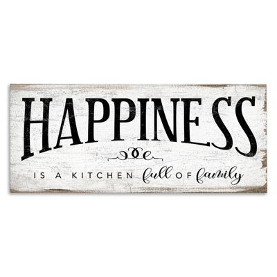 Happiness is Kitchen Full of Family Rustic Sentiments XXL Stretched Canvas Wall Art by Daphne Polselli