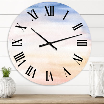 Pastel Abstract With Dark Blue Pink & Beige Spots - Modern wall clock