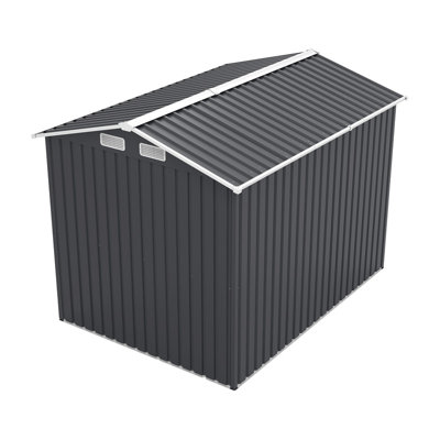 JINSHOUSHI 6x8FT Outdoor Steel Storage Shed, Lockable Doors, Compact Metal Tool Shed for Garden, Backyard, Patio, Utility, and Bike Storage,dark gray