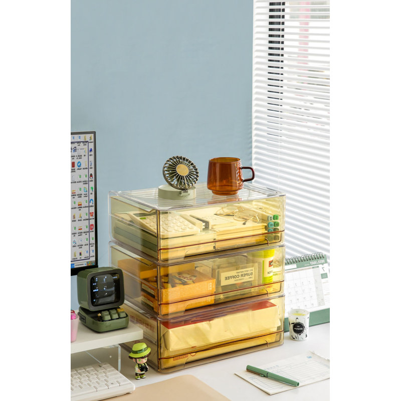 Rangement de bureau empilable en plastique Alinson, Gris