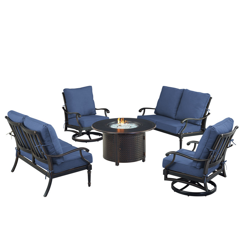 Paig Outdoor 6 - Piece Conversation Set, Blue