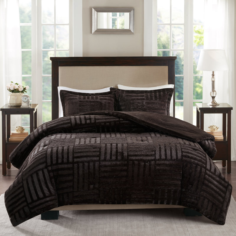 Ivory Faux Fur Down Alternative King Comforter Set