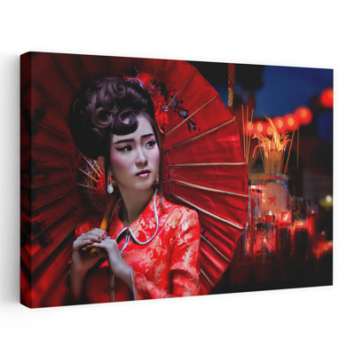 Contemporary Art Delicate Traditional Portrait Architecture Wall Art - Wrapped Canvas Print