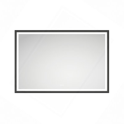 Oversized Rectangular Black Framed LED Mirror Anti-Fog Dimmable Wall Mount Bathroom Vanity Mirror HD Wall Mirror Kit For Gym And Dance Studio