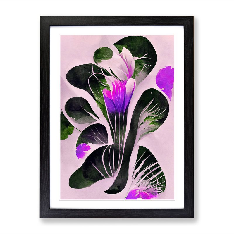 Flowers in Abstract No.3 - Framed Print, Black, 46cm H x 34cm W