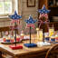 3 pièces décorations pour le jour de l’independance Pentagrammes de bureau en bois décorations de fêtes pour artisanat salon réception bureau banquet