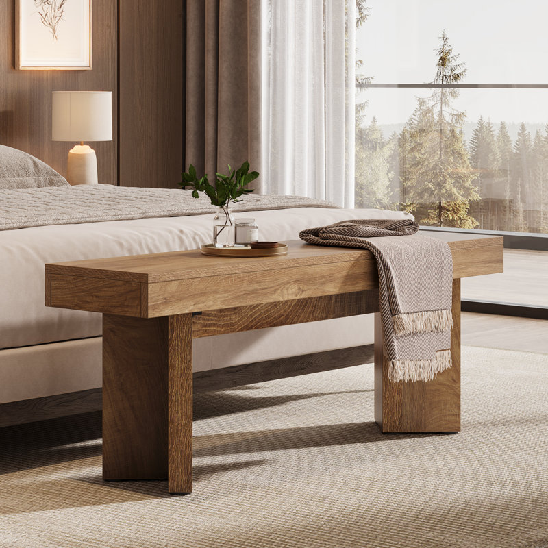 Banc de 47 po en bois pour hall d'entrée, Brun rustique