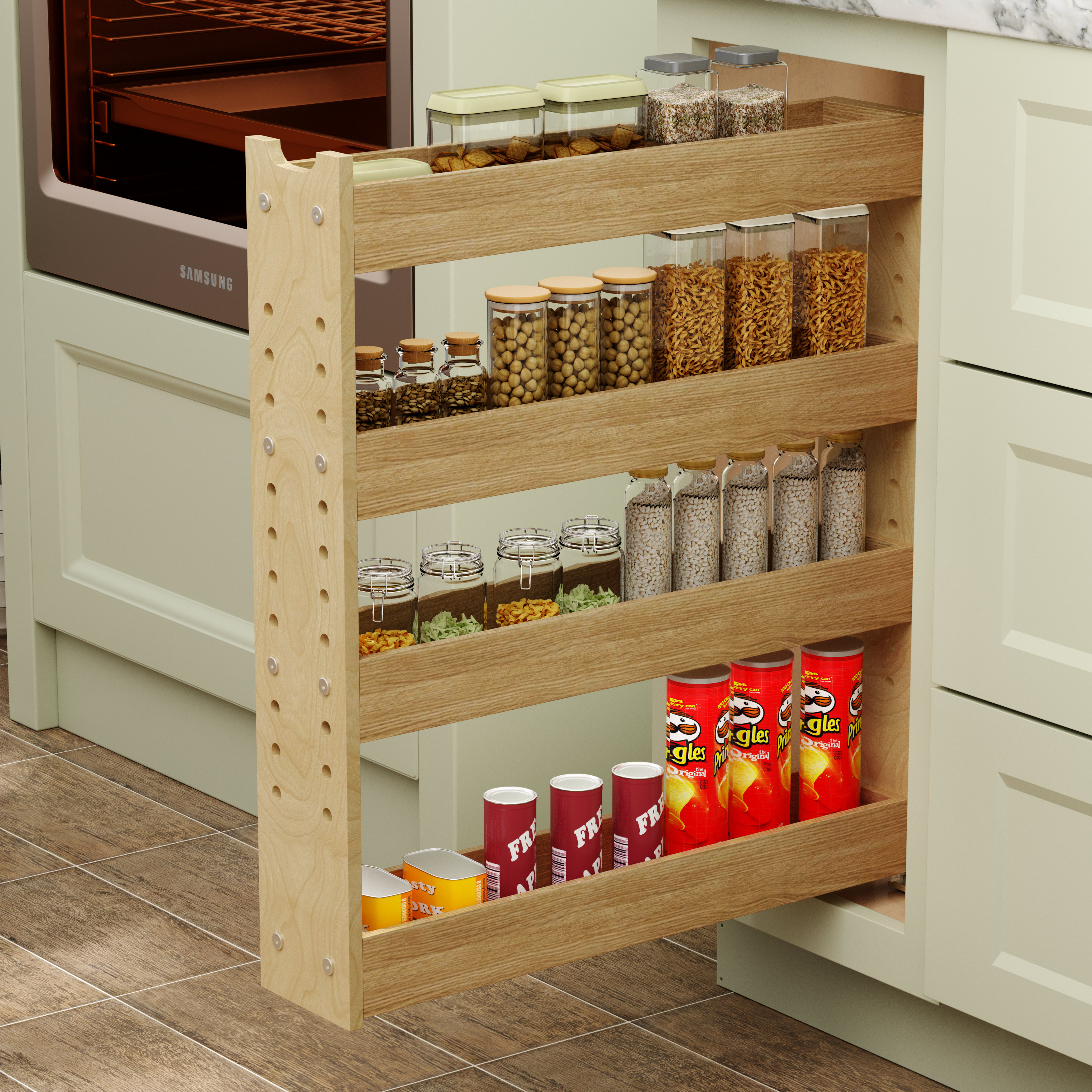 Vertical Spice - Cabinet Mounted Spice Rack Organizer - 3 Drawers, 30 Capacity - Sliding Cabinet Organizer - Pullout Shelves for Pantry Organization