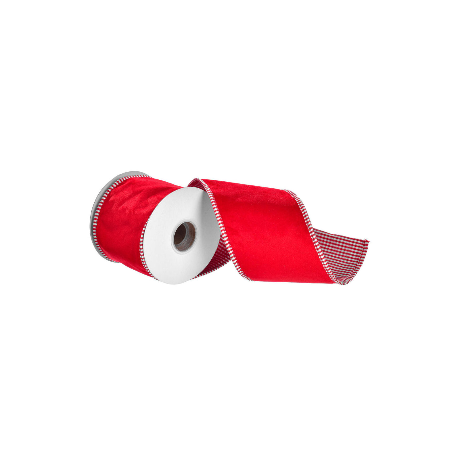 Velvet With Striped Taffeta Back And Piping., 0.13" H x 180" W x 4" D, Red