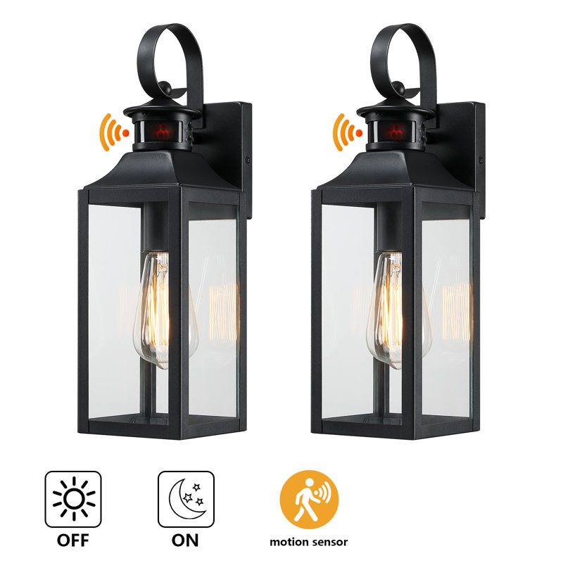Radan Pankova 16" Outdoor Wall Light with Dusk to Dawn and Motion Sensor (set of 2)