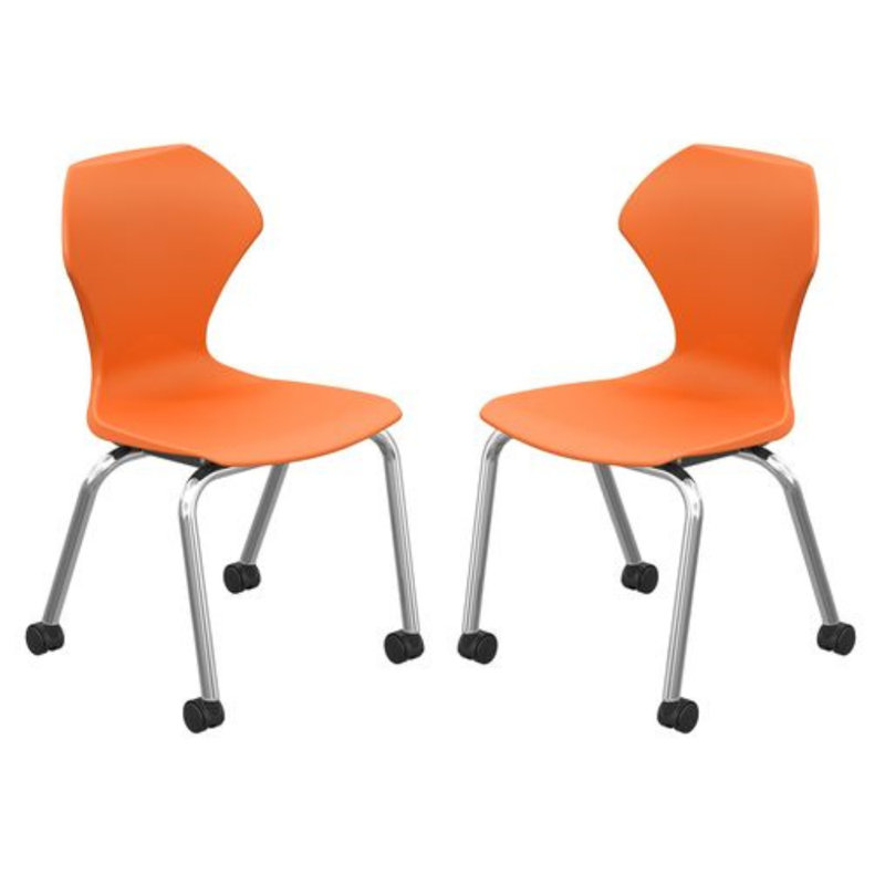 Chaise de classe avec roulettes Apex Series, Chrome, Orange, 16"
