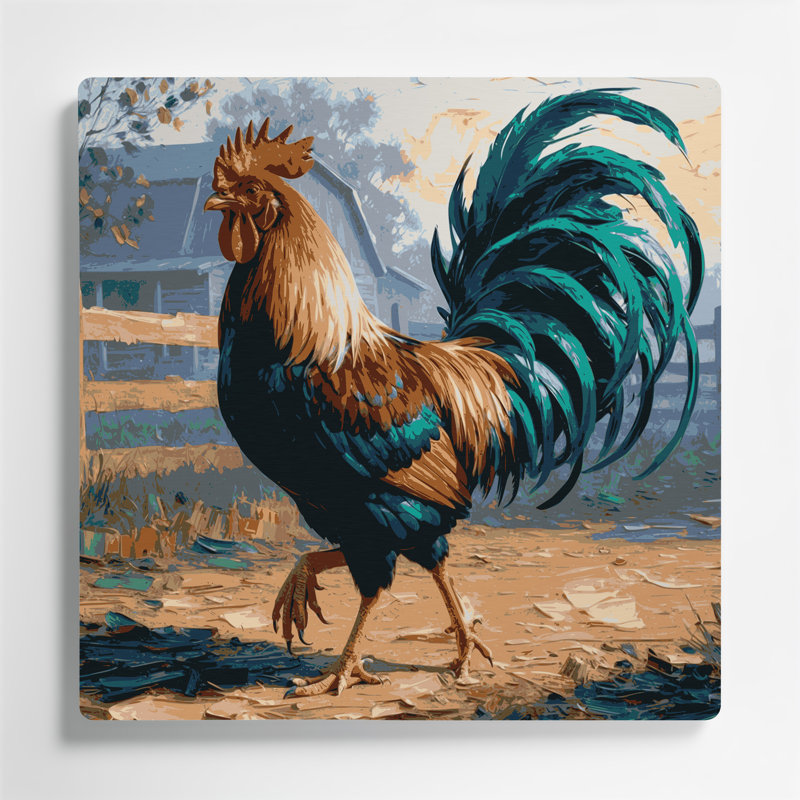 Farm Roosters, art mural gris en métal, H 8 po x l 8 po