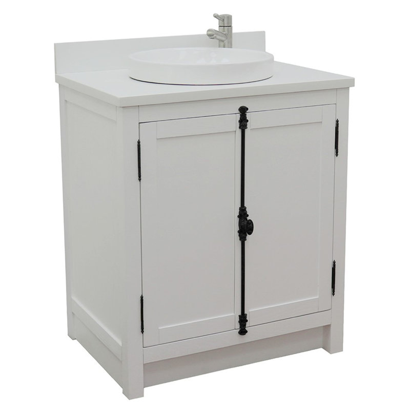 Ziemer 31'' Single Bathroom Vanity with Top, Sage Gray, White Quartz
