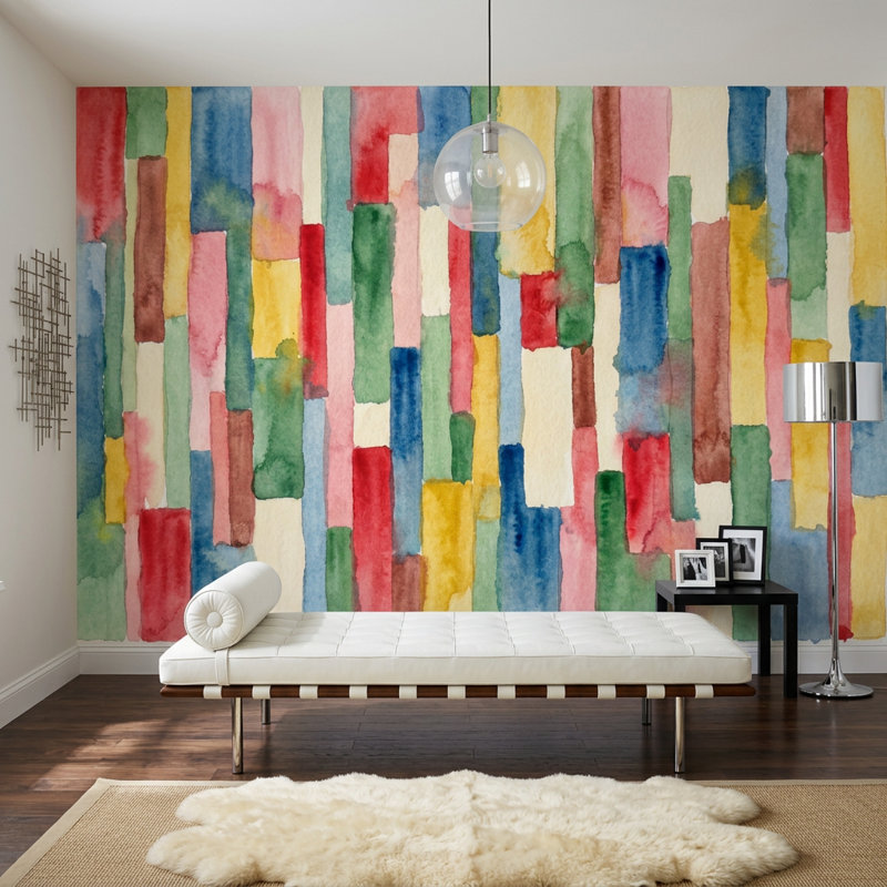 Papier peint texturé aquarelle abstrait mural, 200 po x 120 po, Non tissé