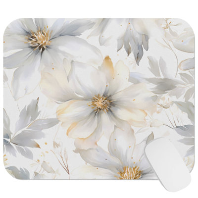 Floral Flower Myst XIII Modern Gaming Cute Office Laptop Desk Pad Gift Mat Square Rectangle Non-Slip Mousepad