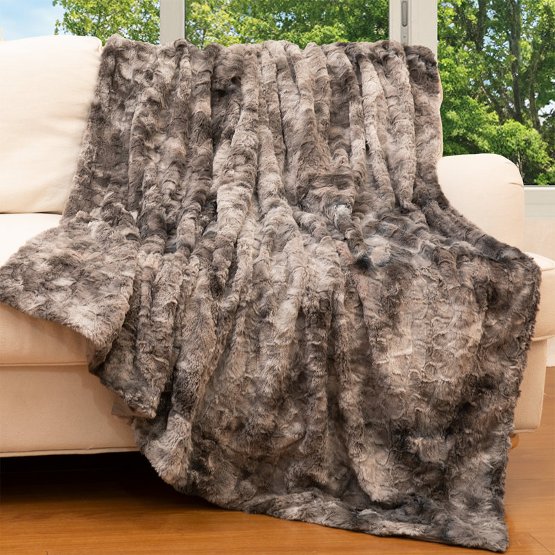 Standard Throw Blanket, 50" W x 60" L, Gray/White