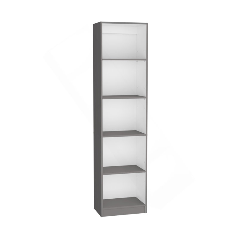 Bibliothèque Home Xs avec tablettes à 5 niveaux et design mince - gris mat / blanc - bureau, Gris mat / blanc