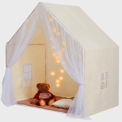 Tente de jeu pour enfants, tente pour enfants de 1 à 5 ans, tente pour tout-petits avec tapis et lampe de tente, tente pour enfants avec fenêtres pour l'intérieur et l'extérieur, tente de yourte pour garçons et filles, beige