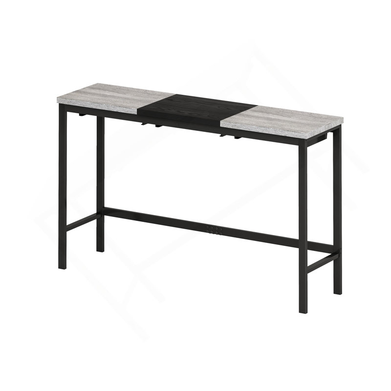 Table de salle à manger de cuisine moderne, table de pub, ensemble de table de salle à manger longue avec 3 tabourets, conception de tabouret suspendu pratique