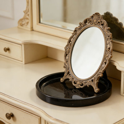 Plateau de meuble-lavabo en marbre sculpté à la main, plateau décoratif rond de 5,5 pouces pour les bijoux, le maquillage et le porte-bougie, organisateur de comptoir de cuisine de salle de bain, vaisselle fourre-tout