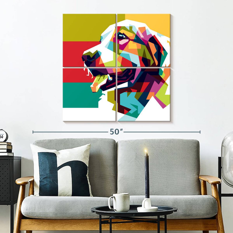 Golden retriever Brampt abstrait, H 32 po x l 32 po