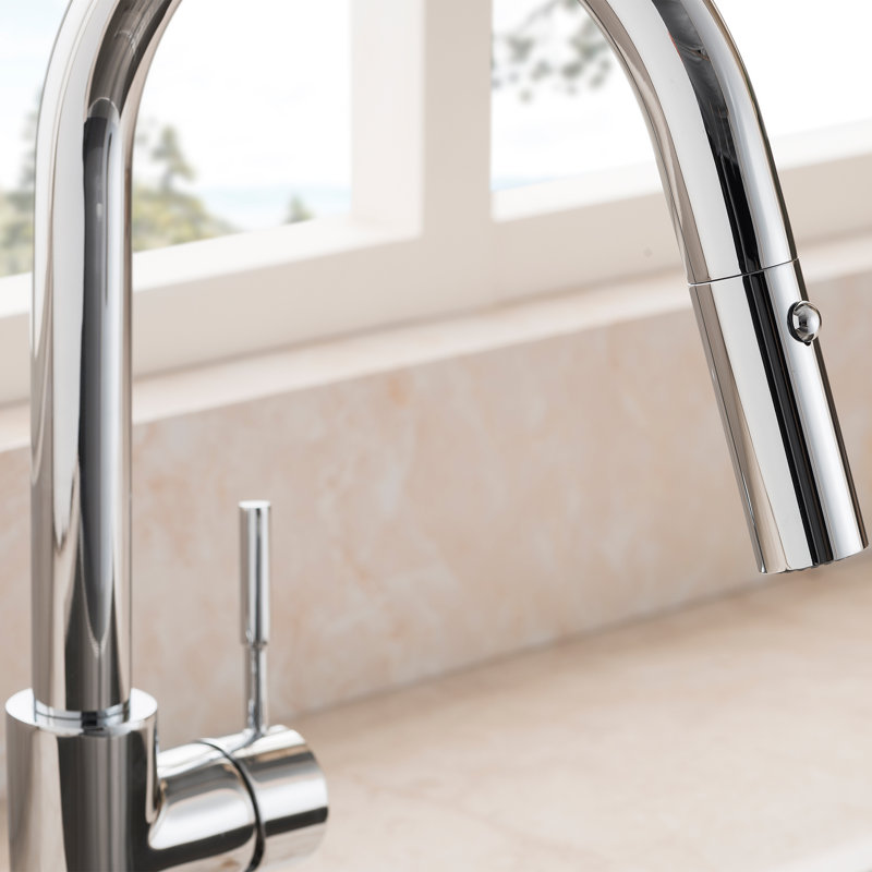 Arthur Single Handle Kitchen Faucet with Side Spray and Accessories, Chrome