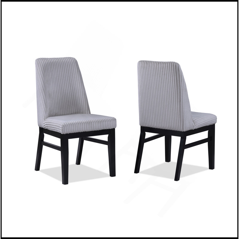 Chaise d'appoint rembourrée en tissu texturé 2pc, Gris clair