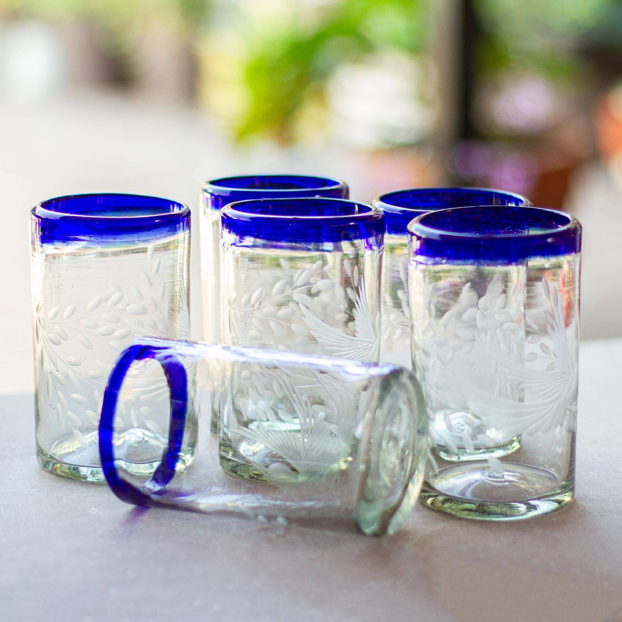 Hand Blown Speckled Glass Tumblers in Amber - Set of 2 | Mexican Drinking  Glasses | 12oz Capacity