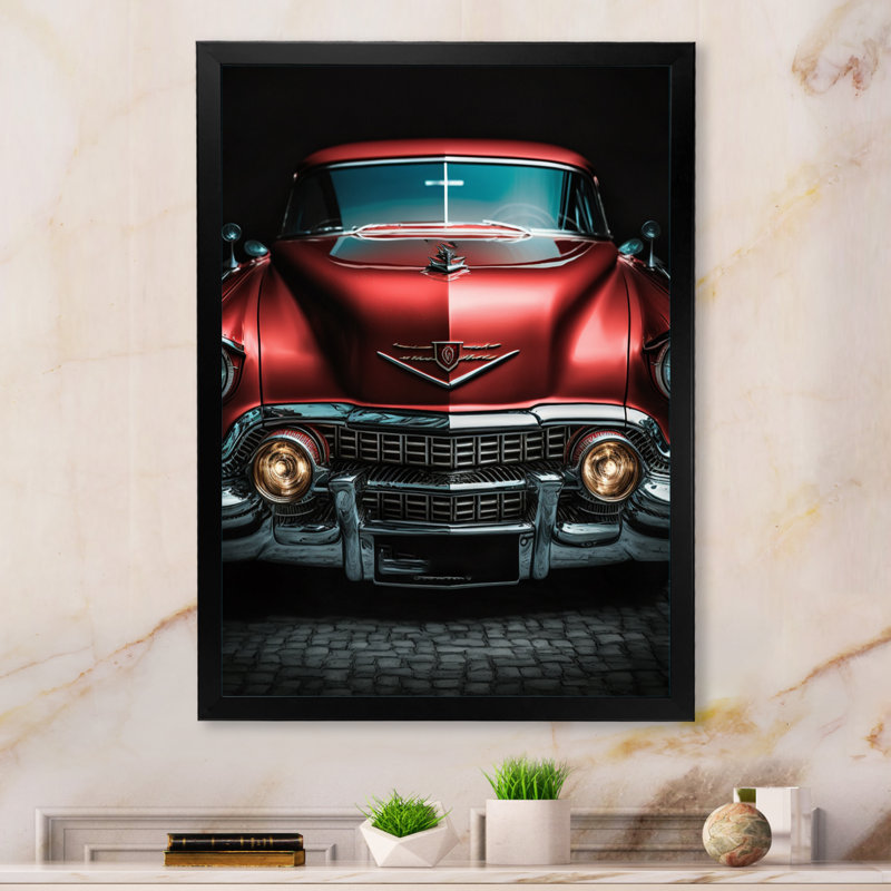 Black And Silver Retro Rides II - Print on Canvas, Black Picture Framed, 20" H x 12" W