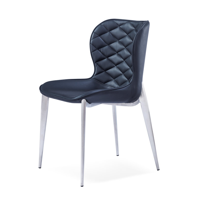 Chaise d'appoint rembourrée Stacia, Noir, Acier inoxydable