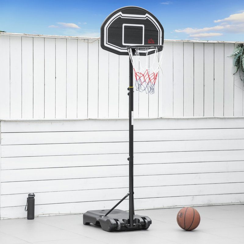 HOMCOM Adjustable Height 70cm W Steel Portable Full-Size Basketball Hoop, 245" H x 76" W x 48" D
