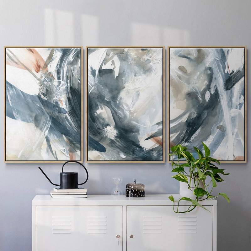 Hypnotic Array - Multi Piece Framed Canvas, Natural, 24" H x 48" W x 2" D