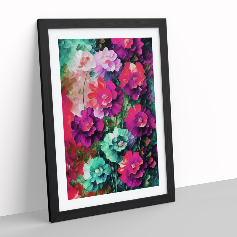 Bunch Of Flowers No.4 - Single Picture Frame Print, 64cm H x 46cm W x 2cm D, Black