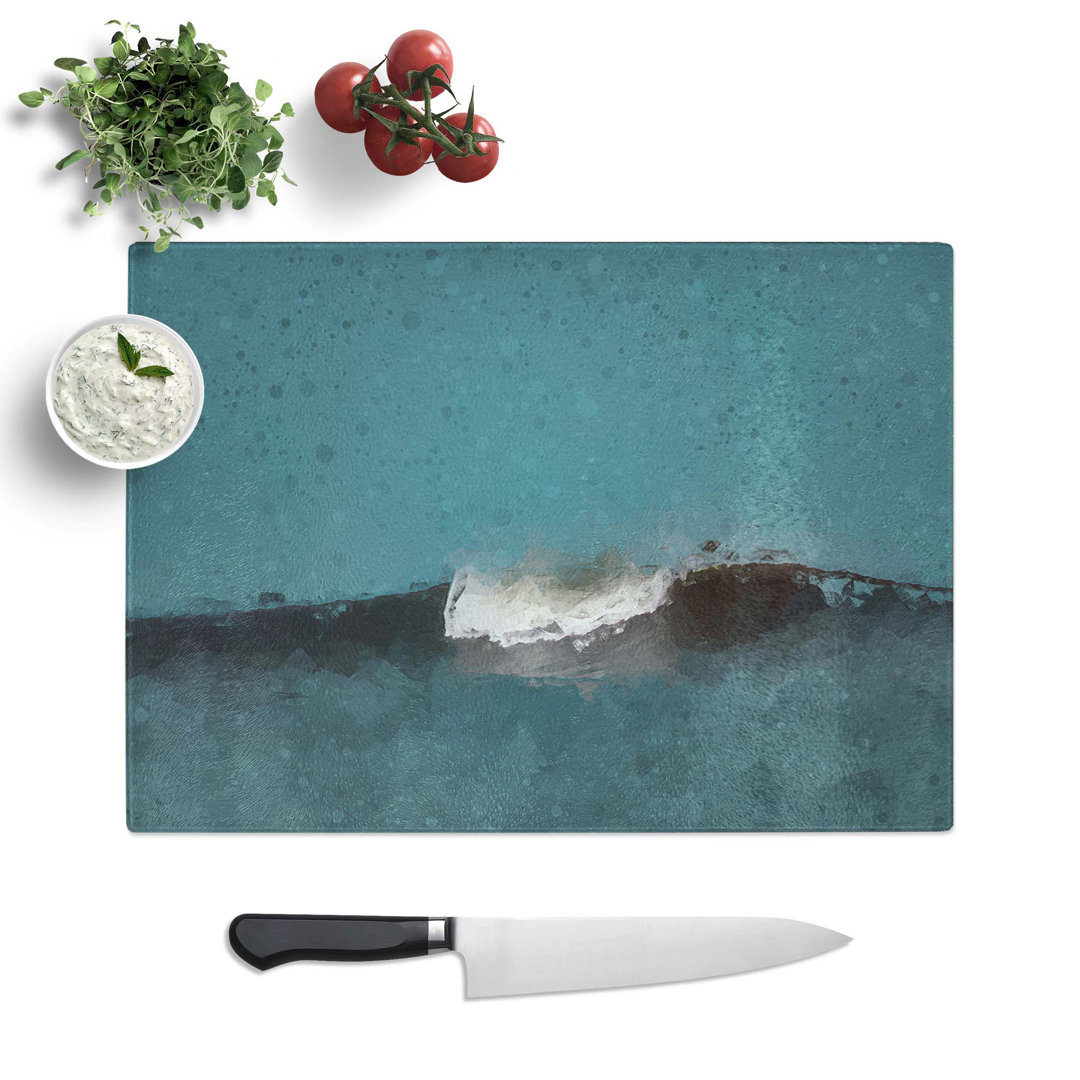 Tempered Glass Wave Curl in Abstract Chopping Board